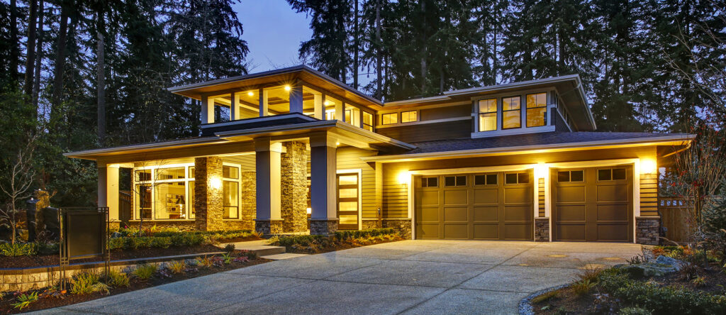 Pretty home lit at night