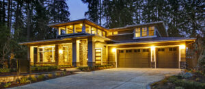 Pretty home lit at night